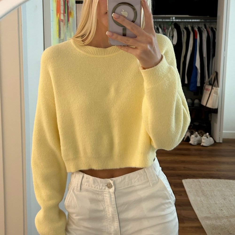 Zara Yellow Cropped Sweater